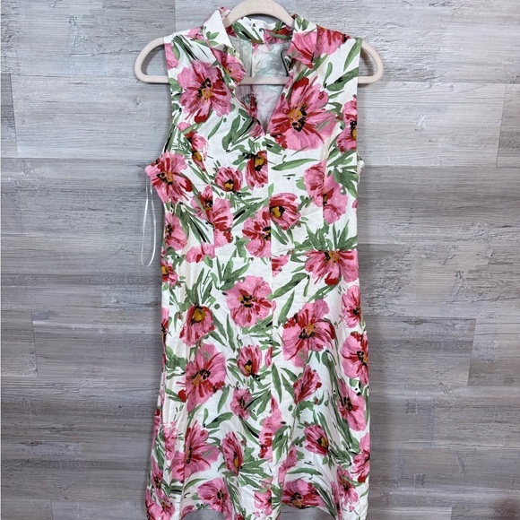 T Tahari Dresses & Skirts - NWT T Tahari Floral Sleeveless Linen Blend A-Line Dress - Size 10